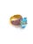 Bochic "Orient" Vintage Blue Topaz & Pink Sapphire Cocktail Ring 18K Gold & Silver, Size 7 For Sale - Image 17 of 18