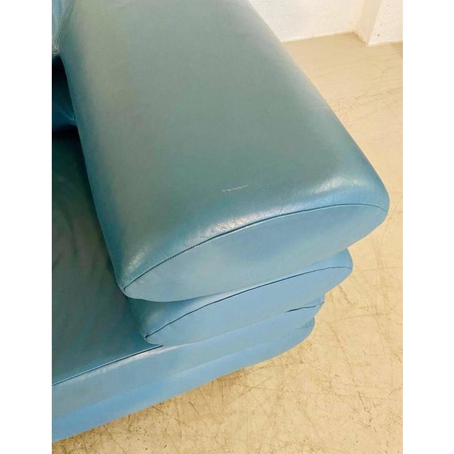 Vintage Postmodern Swedish Turquoise Leather Stacked Sofa, 1980 For Sale - Image 18 of 18