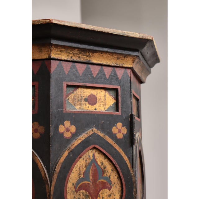 Antique Scandinavian Column Cabinet with Hand-Painted Decor For Sale - Image 14 of 16