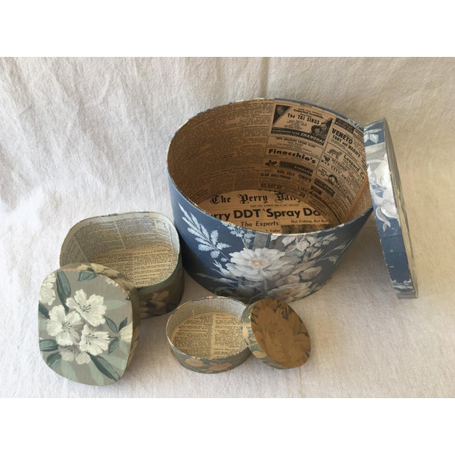 Vintage Floral Wallpapered Decorator Boxes - Set of 3. | Chairish