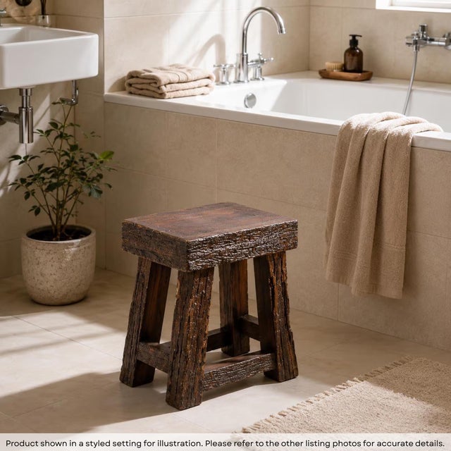 Dimensions: 16"W X 9"D X 19"H Features: • 100% solid wood stool • Antique rail road ties used to make this stool •...