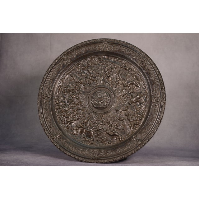 Wall Plate in Cast Steel with Bronze Patina, 19th Century, in Flawless conditions. Designed before 1890