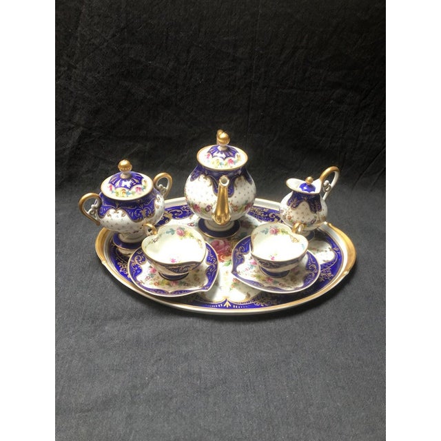 Baroque Antique Hand-Painted Floral Service in Limoges Porcelain from Marquise de Sevigne, 1890, Set of 8 For Sale - Image 3 of 11