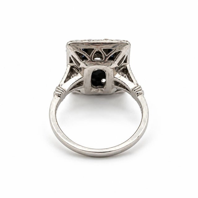 Vintage Art Deco Platinum Sapphire & Diamond Ring, Size 6.5 For Sale In New York - Image 6 of 6
