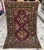 Persian Hamadan design hand-knotted rug featuring two stacked stepped diamond medallions outlined in soft blue zigzag and...