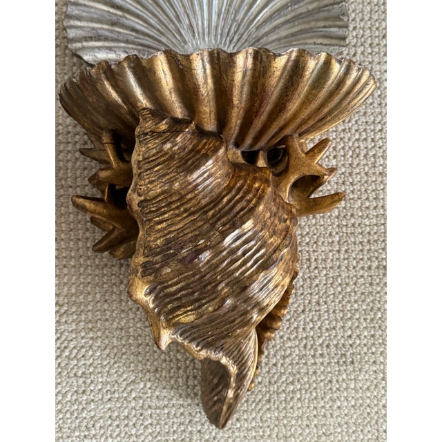 Italian Carved Silvered and Gilded Shell Grotto Wall Shelves For Sale - Image 9 of 12