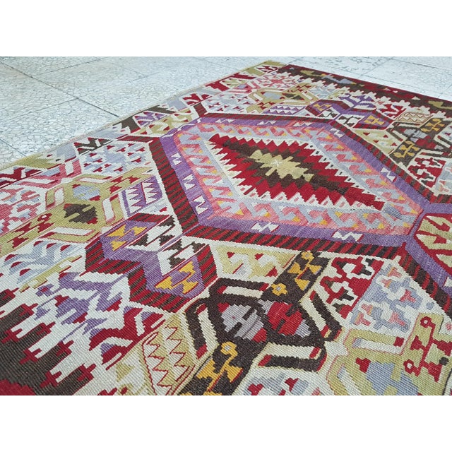 Vintage Turkish Kilim Rug 4'11'' X 9'7" For Sale In Philadelphia - Image 6 of 11