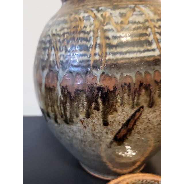 Ceramic Vintage MCM Studio Art Pottery Lidded Drip Glazed For Sale - Image 7 of 10