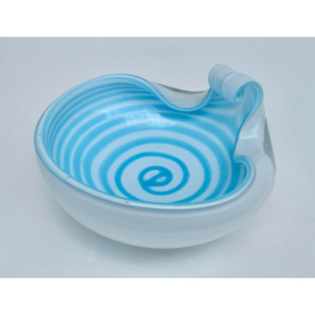 C.1960's Alfredo Barbini, Italian hand-blown "infinity," swirled catchall, decorative bowl with a clear outer, white...