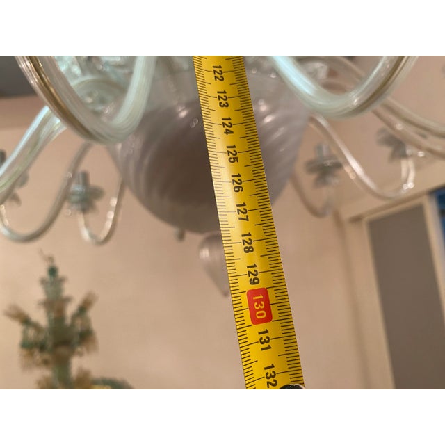 Metal Vintage Italian Leaves Chandelier in Murano Style Glass For Sale - Image 7 of 12