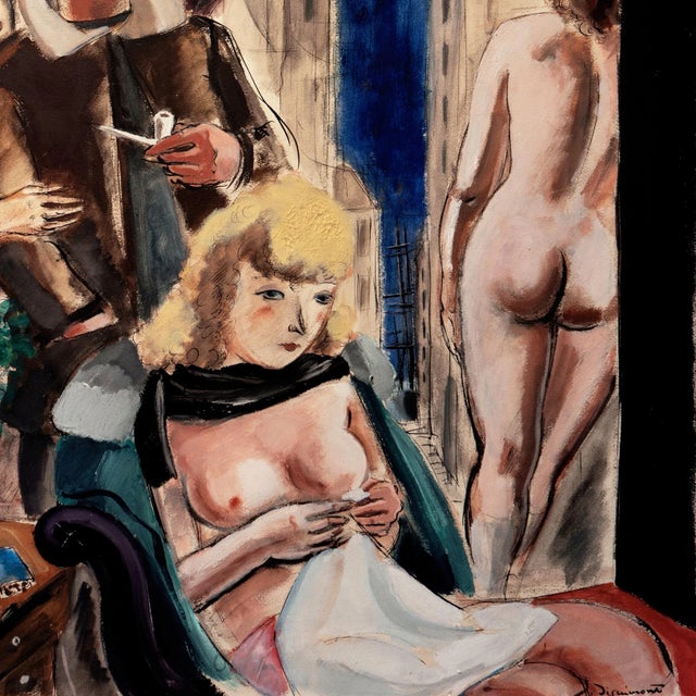 Figurative 'Brothel Interior With Figures' by André Dignimont, Salon D’Automne, Paris, Benezit, Illustrator For Sale - Image 3 of 8