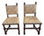 Late 19th Century Pair (2) Carved Oak Lion Heads Twisted Legs Modern Upholstery English Jacobean Revival Side Chairs For Sale