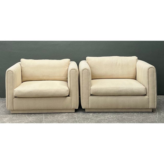 Ivory Vintage Monumental Lounge Chairs After Charles Pfister for Knoll For Sale - Image 8 of 12