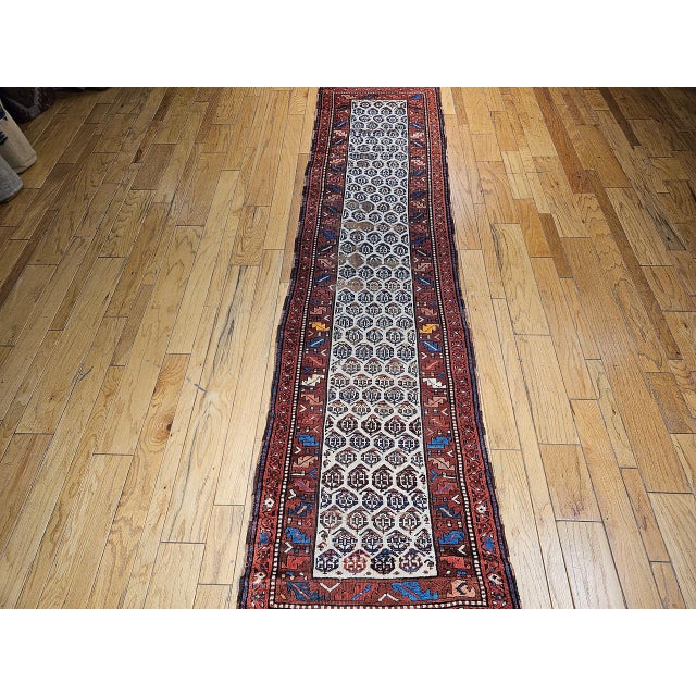"Late 19th Century Persian Bidjar Runner, in an all over paisley pattern in a rare and highly desirable ivory color...