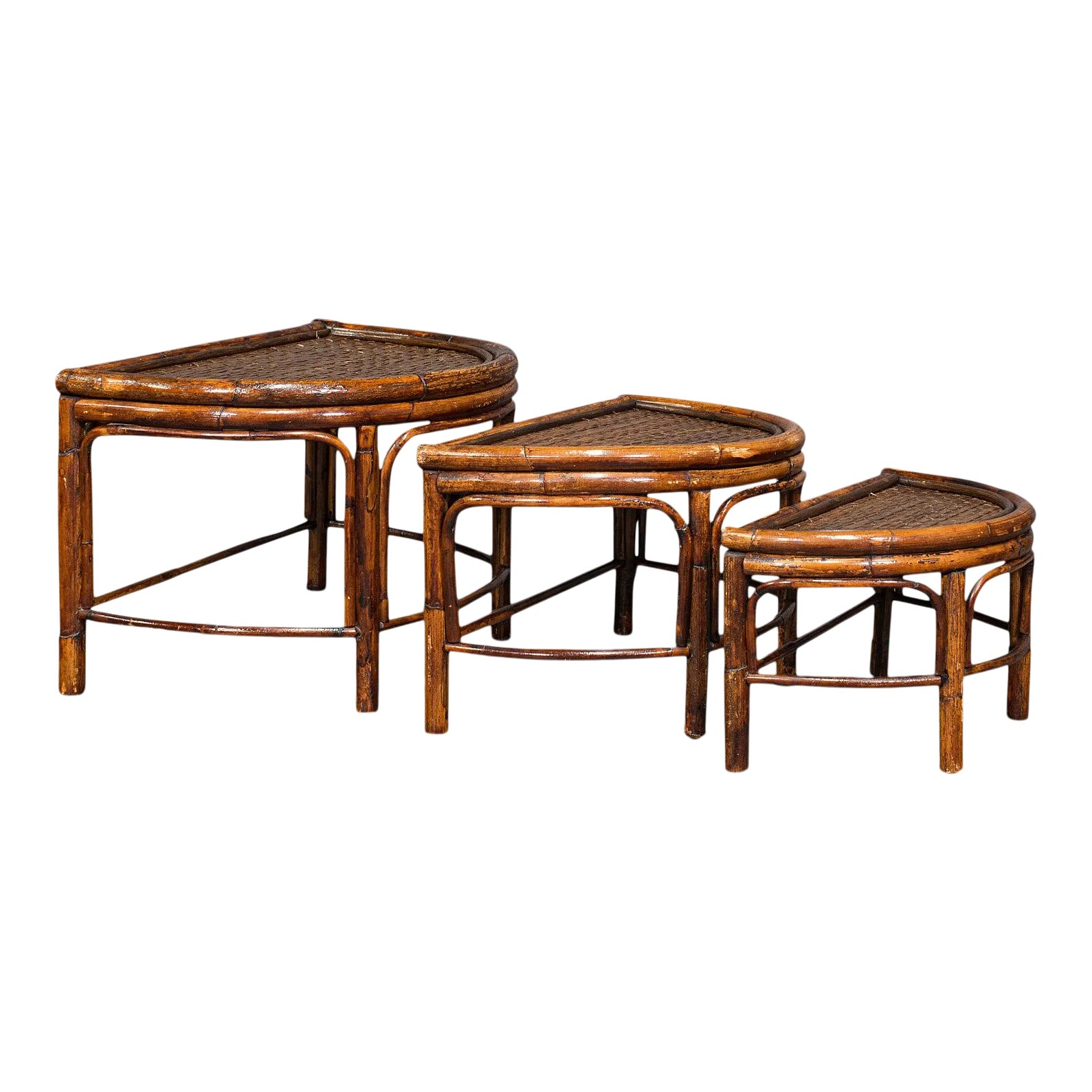 Antique Oriental Bamboo Nesting Tables Set of 3 Chairish