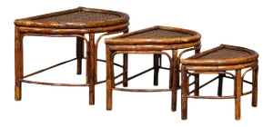 Antique Oriental Bamboo Nesting Tables - Set of 3