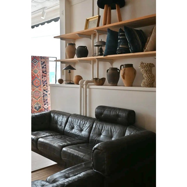 Animal Skin De Sede Style Swiss Black Leather Modular Sofa For Sale - Image 7 of 11