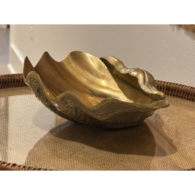 Vintage Palm Beach Style Solid Brass Clam Shell Catchall Bowl For Sale - Image 17 of 18