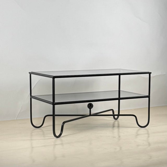 Smoked Glass 'Entretoise' 2-Tier Cocktail Table by Design Frères. Great option where a taller cocktail table is needed (18...