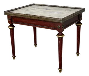 Early 20th Century Louis XV Style Mahogany and Marble-Top Coffee Table with Bronze Mounts