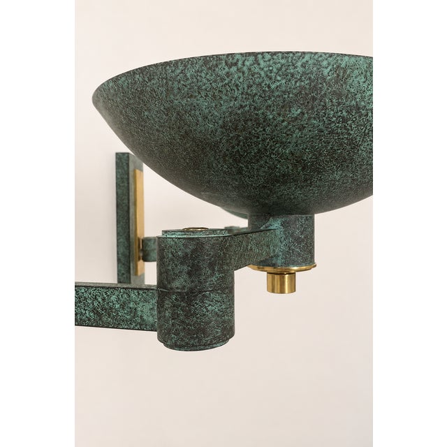 Metal Vintage Adjustable Brass Wall Lights with Green Bronze Patina, France, 1970s, Set of 2 For Sale - Image 7 of 8