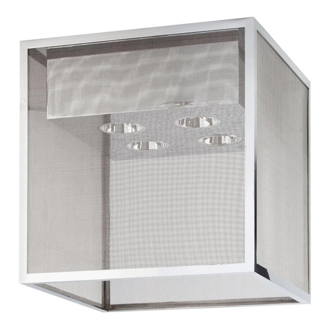 Basket device with a messing frame, internally clad on four sides with woven metal gauze. For indoor use only (IP20). Four...