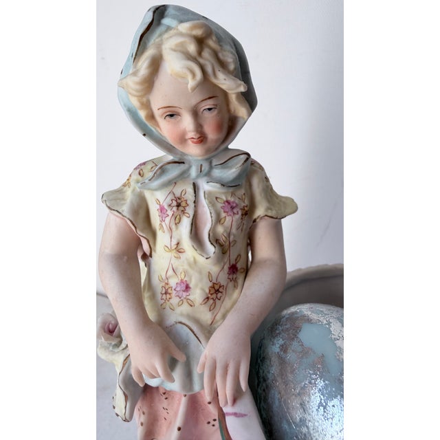 1950s Mid-Century Arnart "Harvest Time" Figural Porcelain Basket Planter Centerpiece by J. Morie For Sale - Image 9 of 17