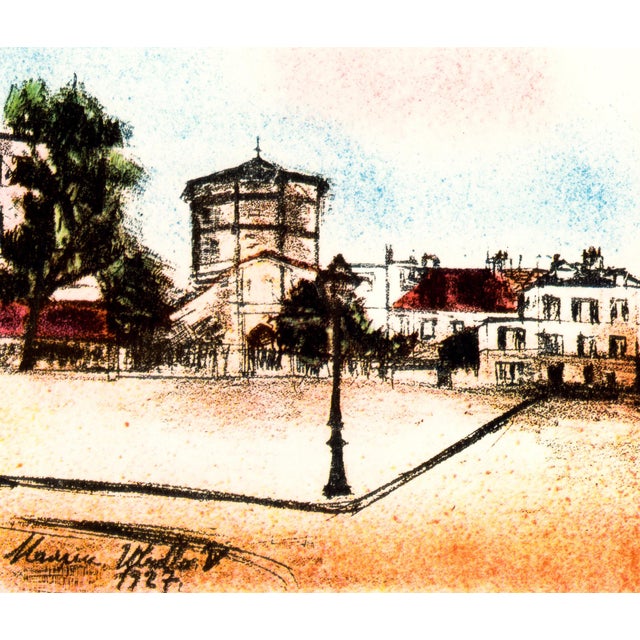 The School of Paris 1974 Maurice Utrillo Collotype "Street and Open Square" For Sale - Image 3 of 5