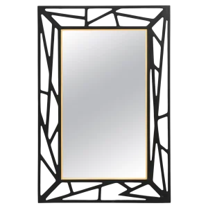Konkret Mirror in Black Lacquered Wood by Yngve Ekström, 1950s