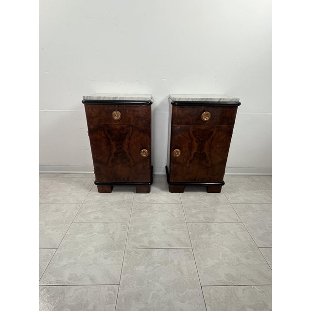 Art Deco Bedside Tables with Marble Tops, 1930s, Set of 2 For Sale - Image 9 of 14