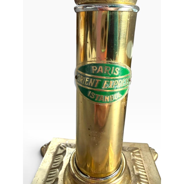 Vintage Brass Paris Orient Express Istanbul Table Lamp With Glass Chimney For Sale - Image 4 of 5