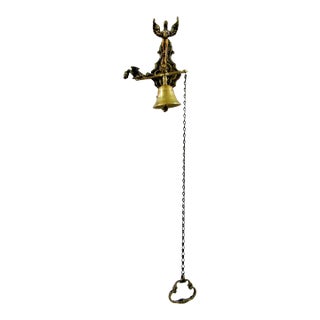 Antique Monastery Call to Prayer Wall Bell With Chain Handle Ringer For Sale