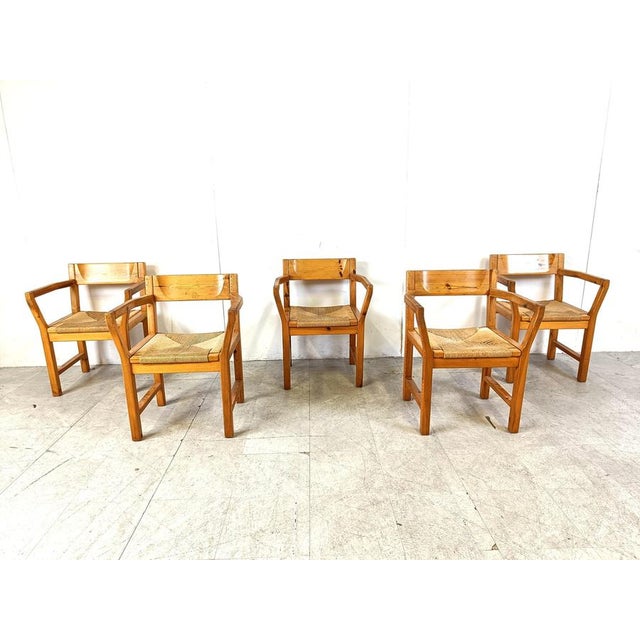 Vintage Scandinavian Pinewood Dining Chairs from GM Mobler, 1960s, Set of 5 For Sale - Image 3 of 13