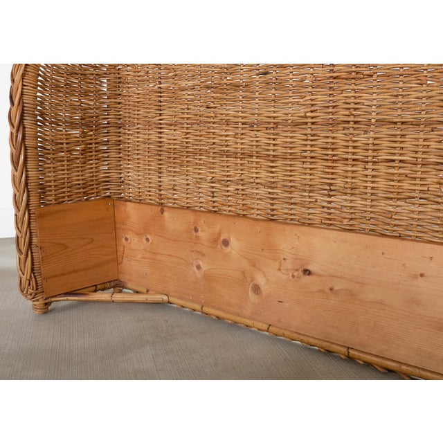 Pair of Organic Modern Woven Rattan Wicker Wingback Headboards For Sale - Image 13 of 17