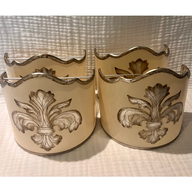 2020s Unique Handmade Shield Shades With Fleur De Liz Detail in Silver - Set of 4 For Sale - Image 5 of 8