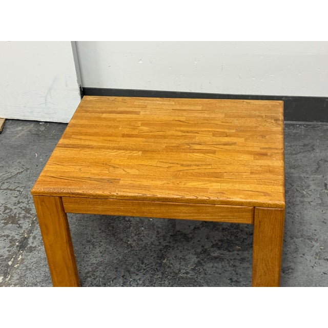 Modernist Butcher-Block Oak Side Table, Vintage For Sale - Image 11 of 12
