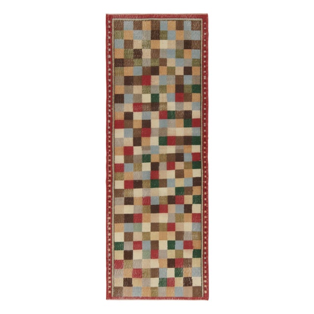 Red Vintage Zeki Muren Runner in Polychromatic Geometric Pattern - by Rug & Kilim For Sale - Image 8 of 8