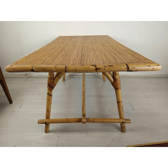 Wood Vintage Rattan Table, 1950s For Sale - Image 7 of 18