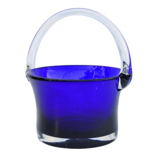 Cobal Blue Glass Art Basket For Sale