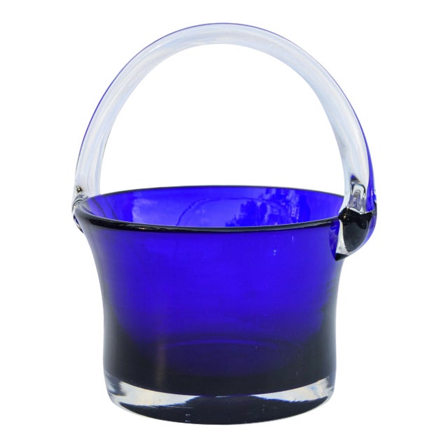 Cobal Blue Glass Art Basket For Sale