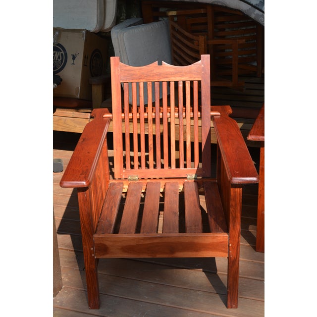 This is a 2 piece set of well made wooden furniture originally from Zimbabwe. I believe it is Rhodesian teak. Heavy &...