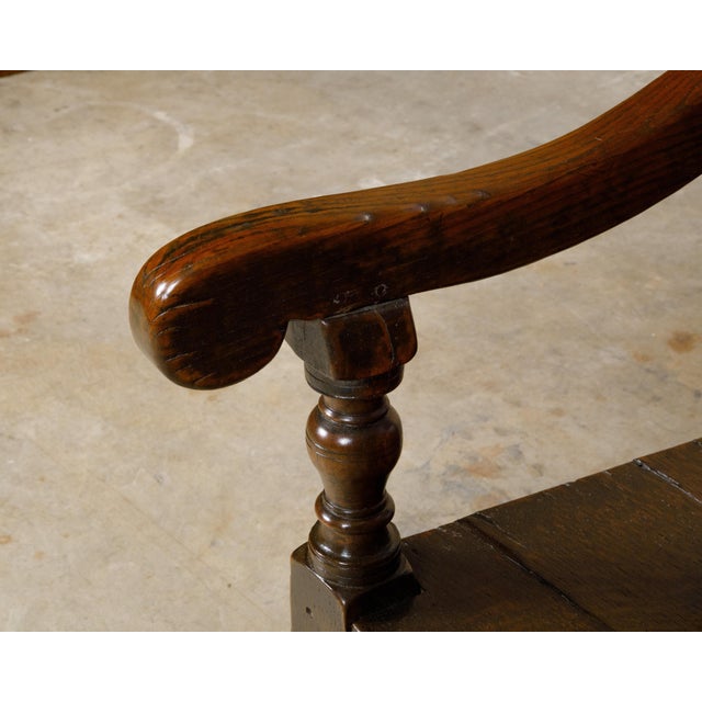 English George III Period Early 18th Century Oak Armchair with Carved Back For Sale - Image 12 of 12