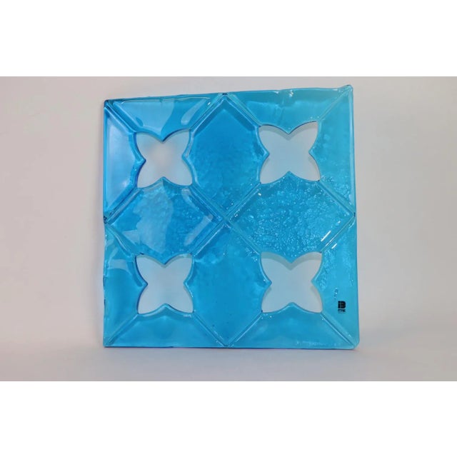 Late 20th Century 1980s "Damasco" Itre Murano Hand Cast Glass Tile Aquamarine For Sale - Image 5 of 13