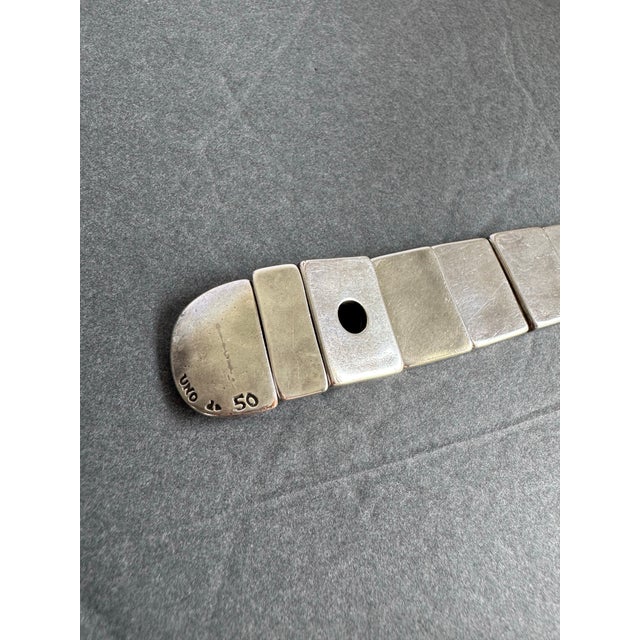 Uno De 50 Belt Buckle Bracelet Chunky Sterling Silver Plated Rare Retired For Sale - Image 9 of 12
