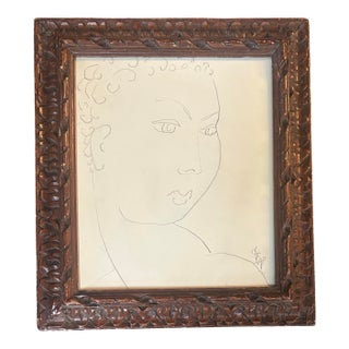 1970’s Female Portrait Drawing in the Style of Matisse For Sale