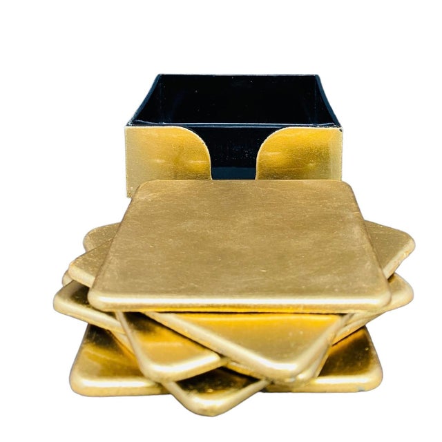 Mid-20th Century Hollywood Regency Square Gold Leaf and Black Lacquer ...