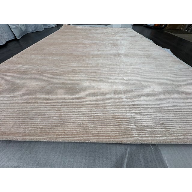 Rh Reeve Stripe Handwoven Rug — 6' × 9' Petal | 100% Tencel™ | Subtle Sheen & Texture For Sale - Image 12 of 18