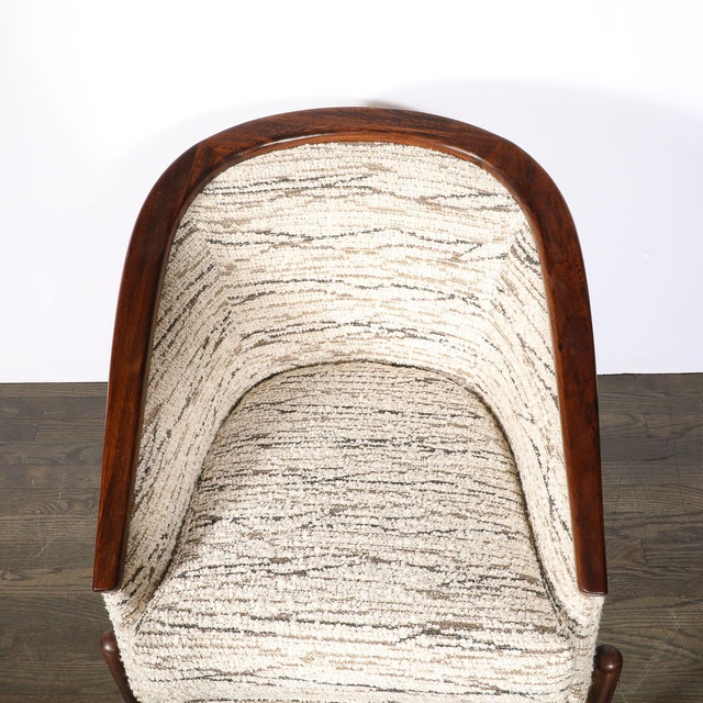 Mid-Century Modernist Tub Back Club Chair W/ Walnut Tapered Sculptural Supports For Sale - Image 16 of 17