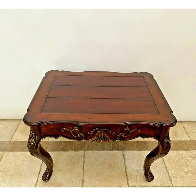 French Country 1950s Hekman Furniture Table Rectangle French Country Dark Walnut Finish For Sale - Image 3 of 10
