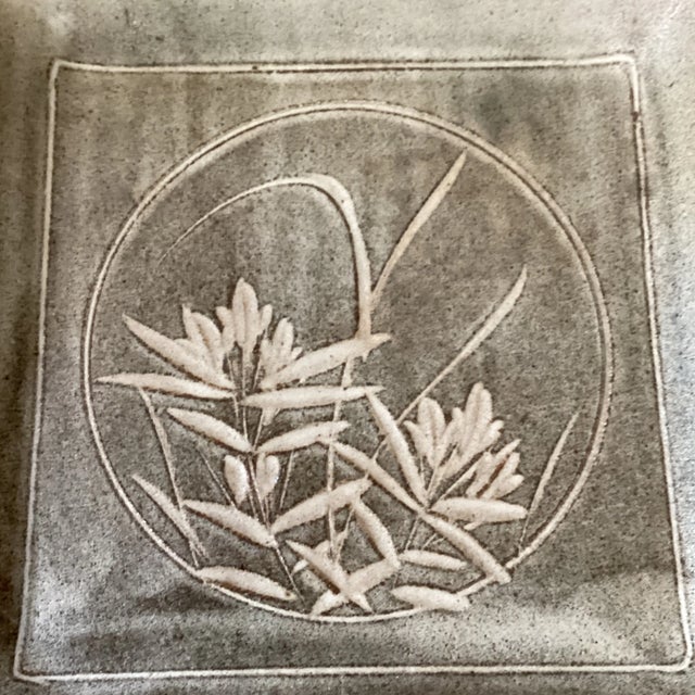 Chinese Vintage Nezumi Shino Style Square Stonewere Serving Platter For Sale - Image 3 of 13